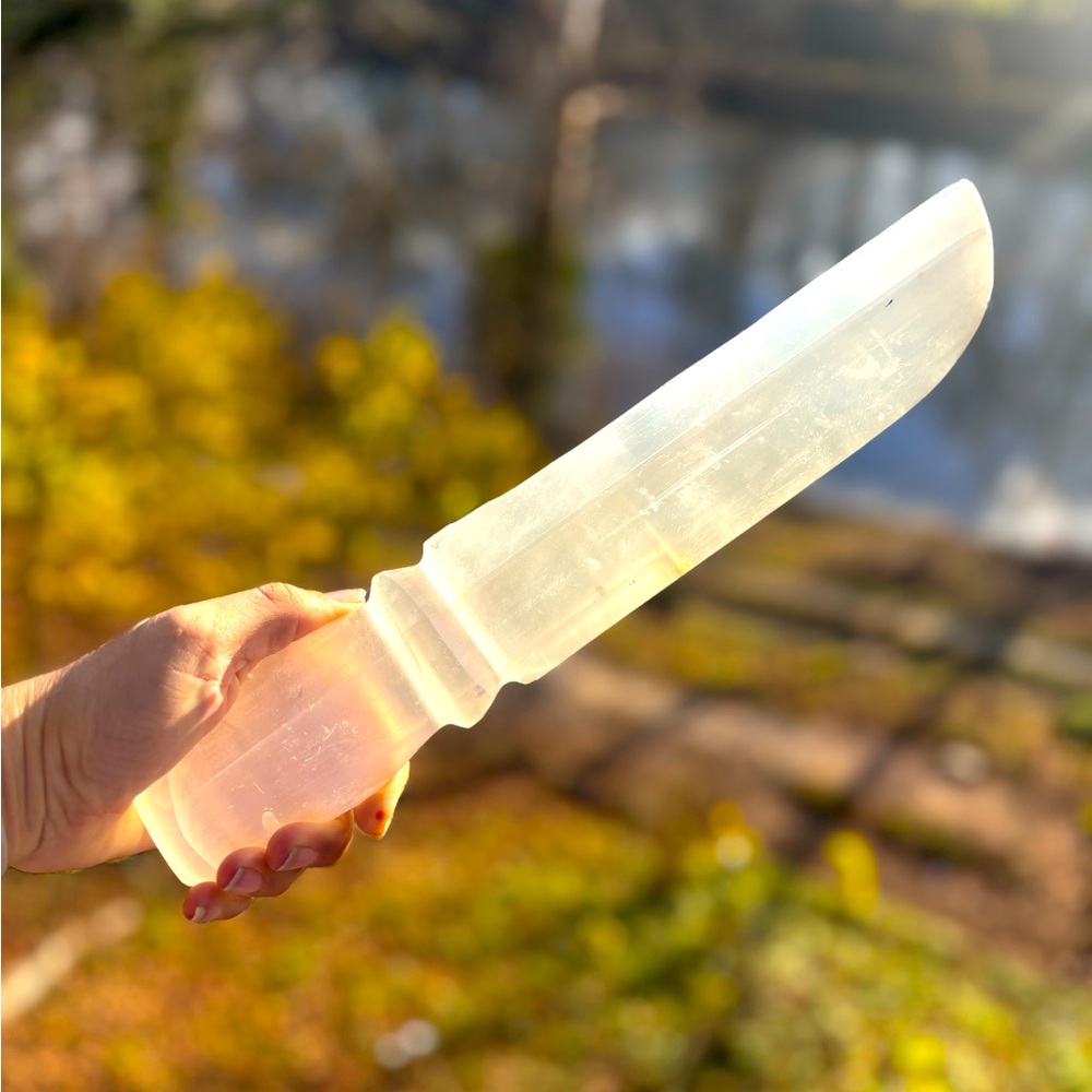 Extra Large Satin Spar Selenite Sword// Cord Cutting Rituals//Altar Pieces 14”